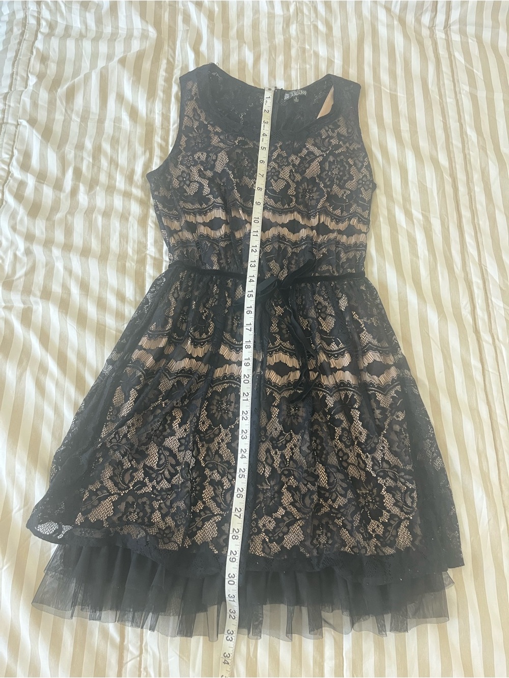 🖤 BeBop Black Lace Mini Dress with Nude Lining | Size Small - Picture 7 of 11
